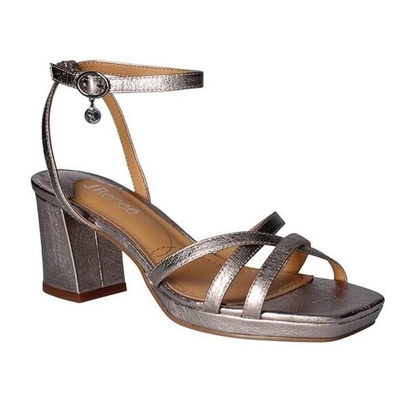J. Renee Kamelia Size 8m Taupe block Heel Ankle strap Sandals Strappy Heels Shoe - Picture 1 of 11